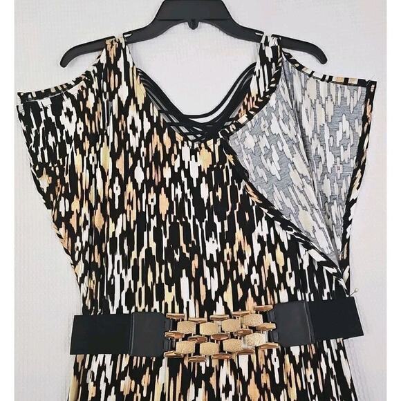 Spence ~Woman Size S~ Beige/Brown Animal Print Sleeveless Drest Elastick Waist. - Picture 16 of 16